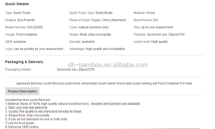 
Japanese bamboo sushi set ,bamboo sushi boat sushi container 