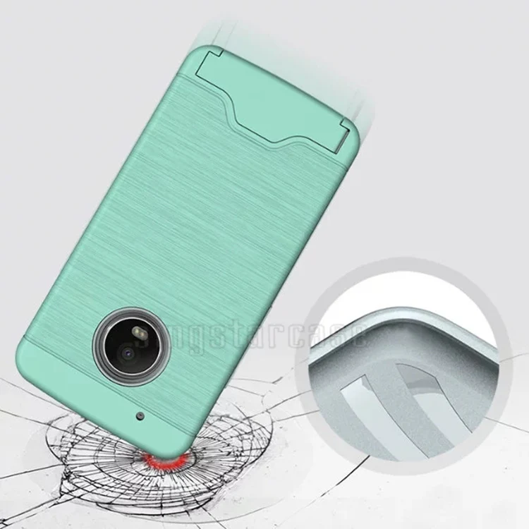 Wire Draw Hide Credit Card Holder Back Cover for Motorola Moto G5 Plus Case Cover