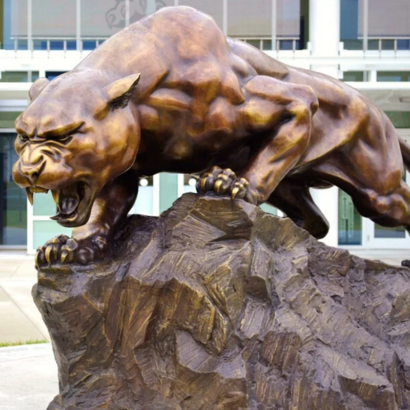Garden Decorative Life Size Metal Animal Brass Leopard Statues Bronze Panther Sculpture