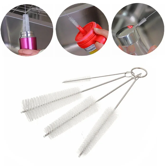 Stainless Steel Twist Handle White Chemistry Test Tube Bottle Washing Brush Tool