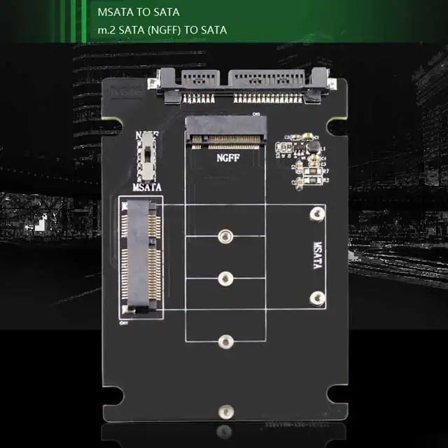 2 in 1 Combine Mini PCI-E M.2 NGFF & mSATA SSD To SATA 3.0 III Adapter PCB Card