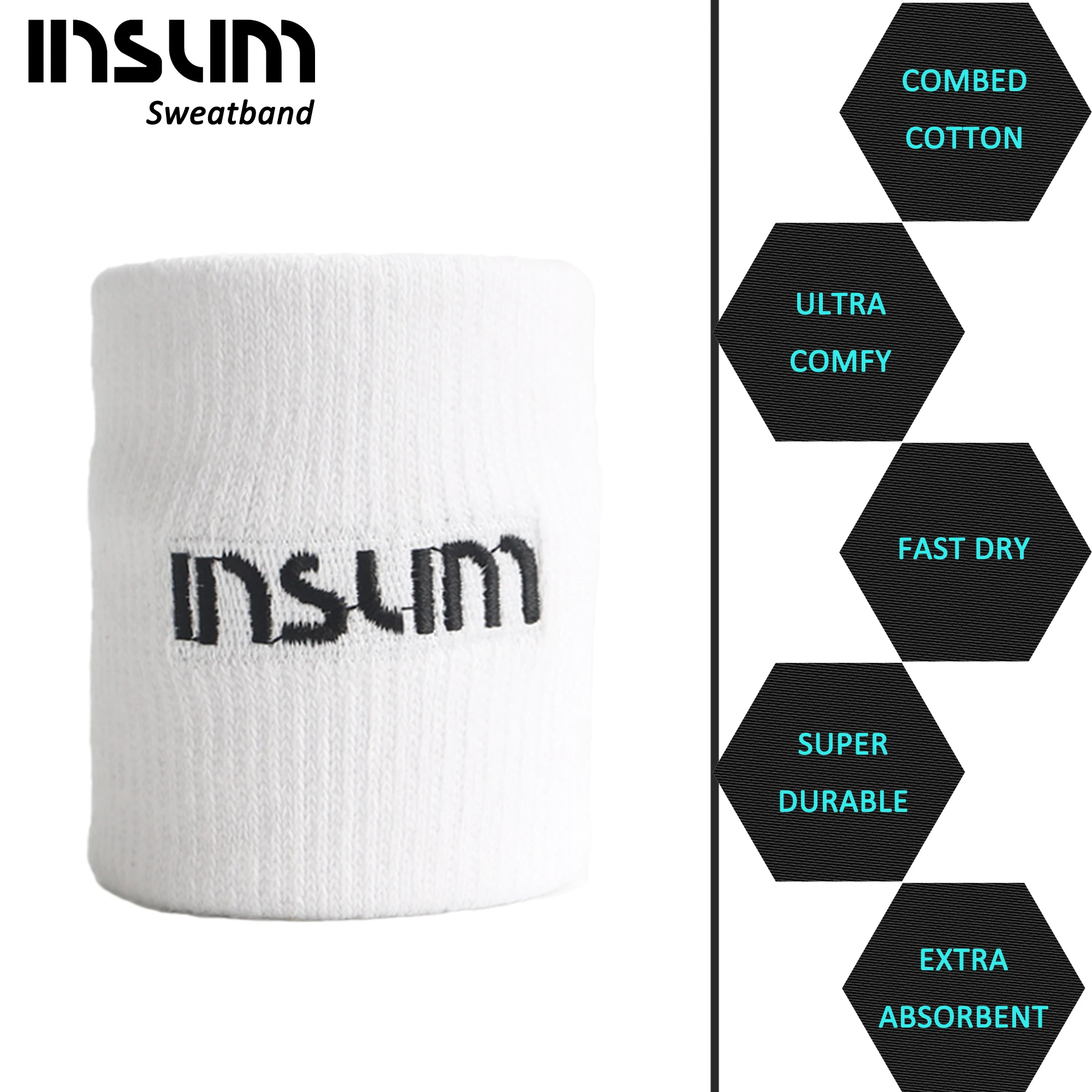 
Insum Combed Cotton Comfortable Sweatband For All Sports White Color 