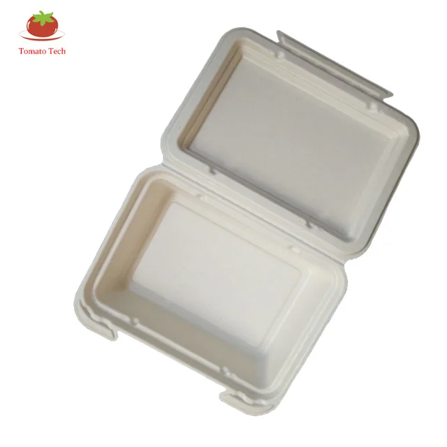 Eco-friendly Disposable Sugarcane bagasse pulp food container, one compartment clamshell, 825ml