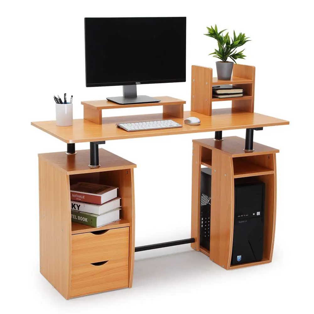 Computer Desk  Office Study Desk Computer PC Laptop Table Gaming Table with CPU Cupboard and 2 Drawers