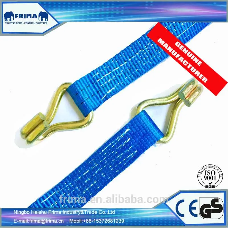35mm/6m/2Ton Polyester Heavy Duty Lashing Ratchet Tie Down Webbing Strap with 2pcs double J hooks