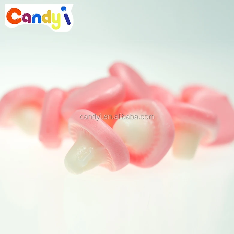 Cute mushroom shaped sour sweets chews gummy candy