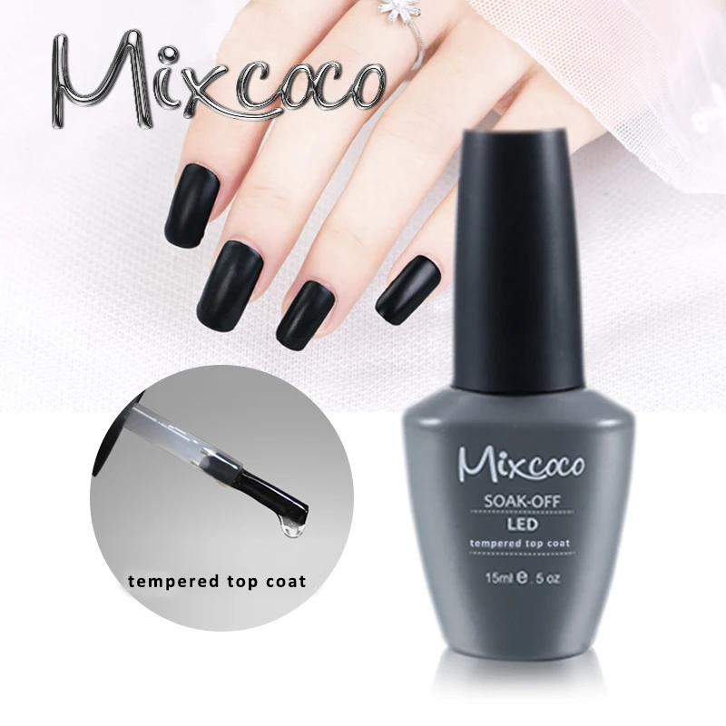 Mixcoco Nails supplies Salon esmalte em en de Professional salon Products no wipe Tempered Top Coat  base gel UV Gel Polish