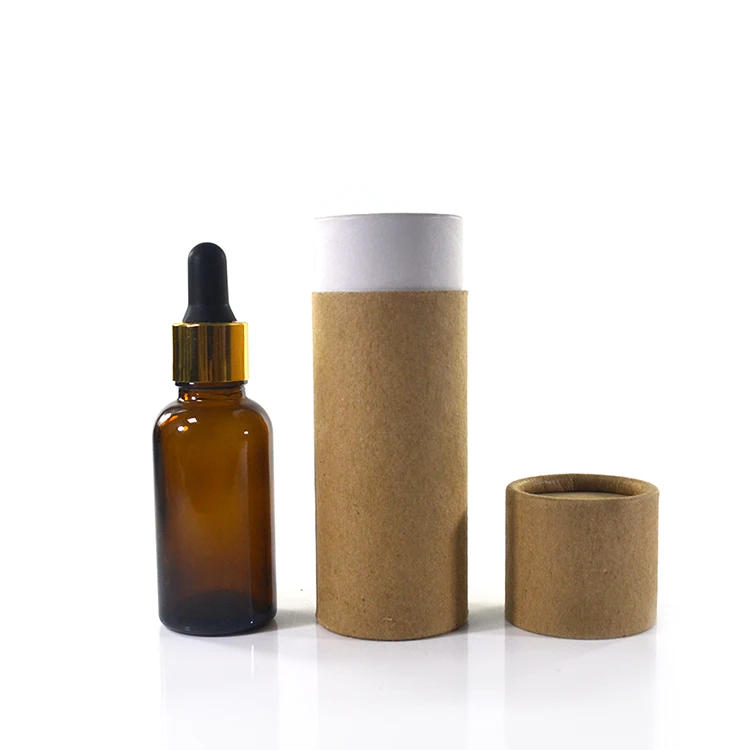 10ml 15ml 20ml 30ml glass dropper or spray bottle with natural brown kraft paper tube
