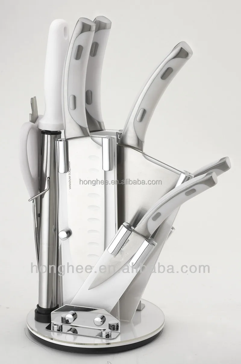 
Acrylic Stand 8PCS Knife Set With Red Handle 