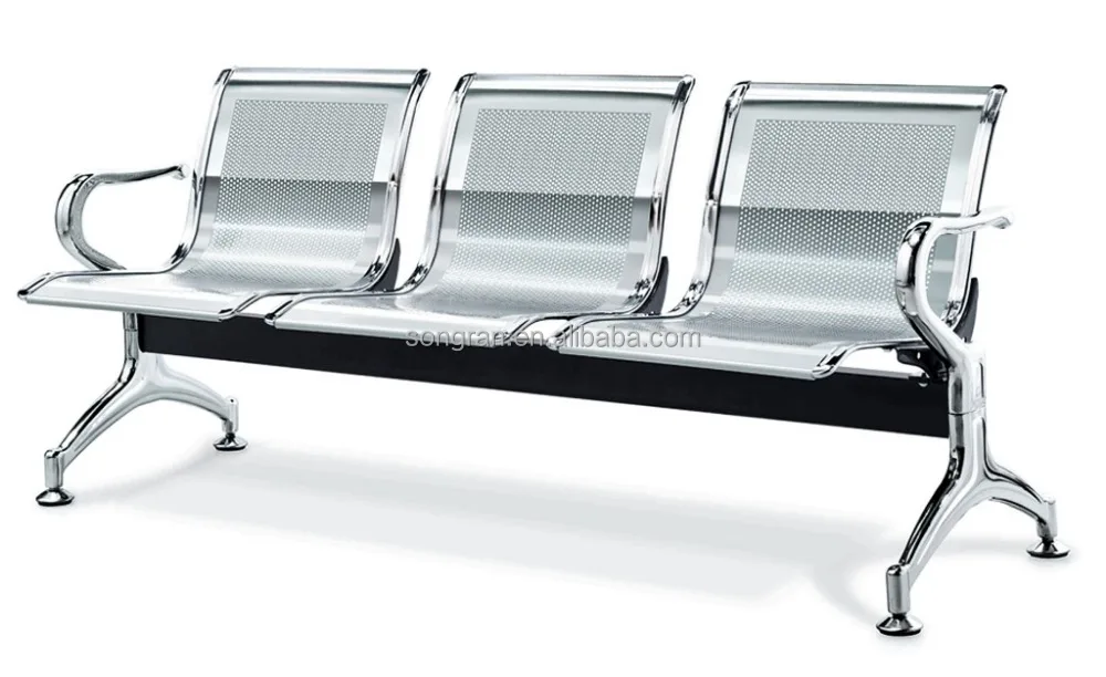 Hot-selling Steel Powder Coating 2 Seats Three Seater Room Bench Office waiting chair cloth