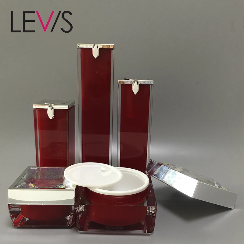 
Plastic red cosmetics acrylic pump jars packaging bottles makeup box set cosmetic 