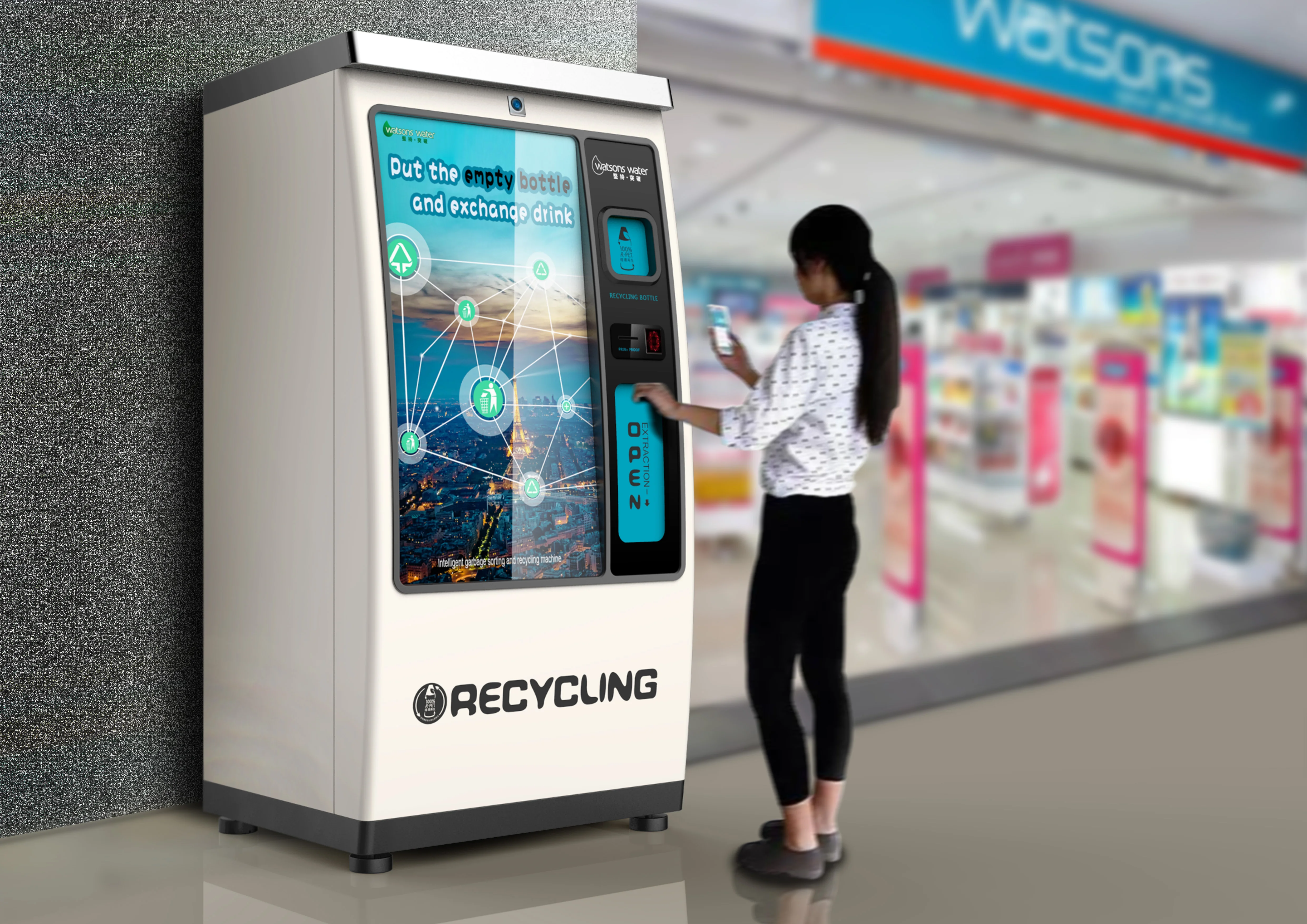 Smart recycling vending machines for plastic bottle and can, support customized for other recycling machines