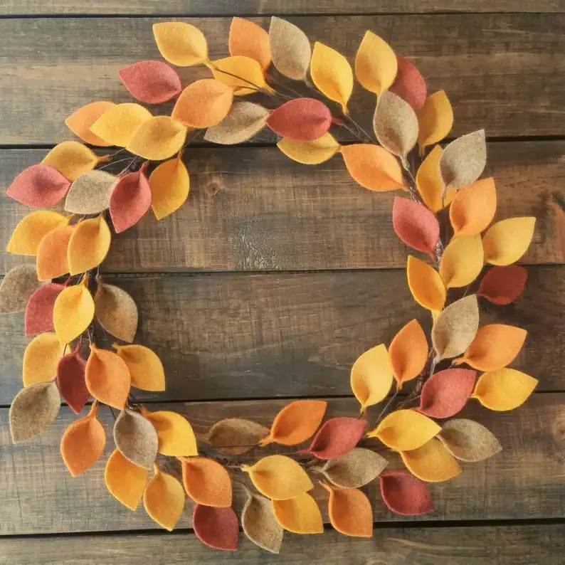 Thanksgiving Wreath Autumn Felt Leaf Wreath Simple Fall Leaf Wreath