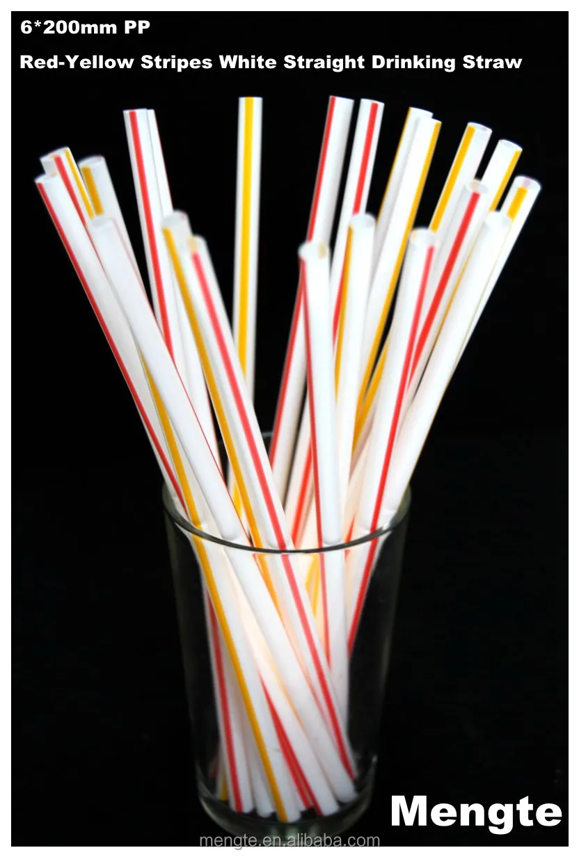 Прямая белая соломинка для питья Mengte в красно-желтую