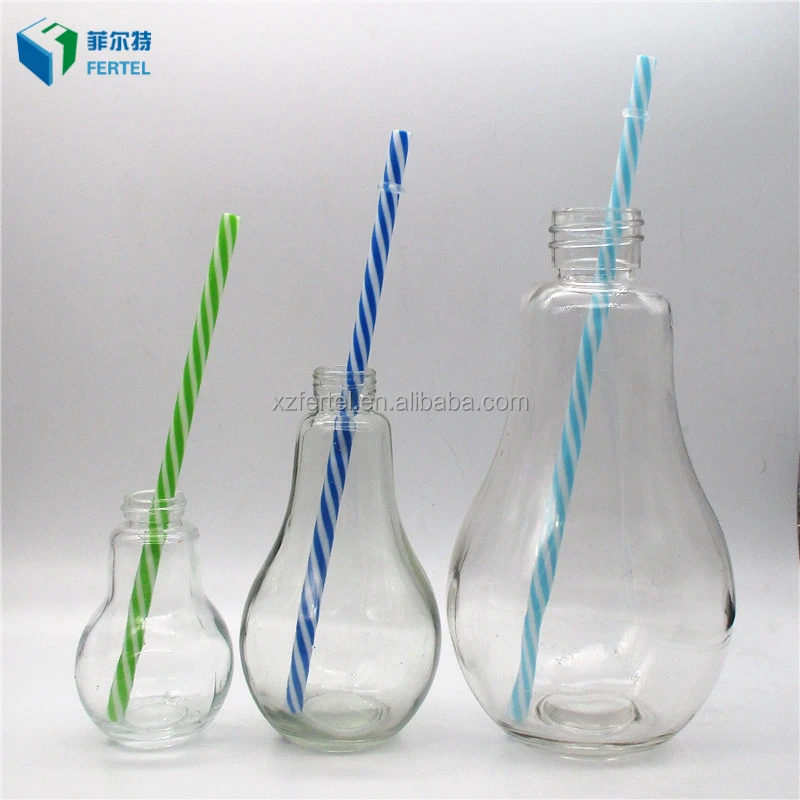 
hot sale light glass bulb lamp drinking bottles for beverage 