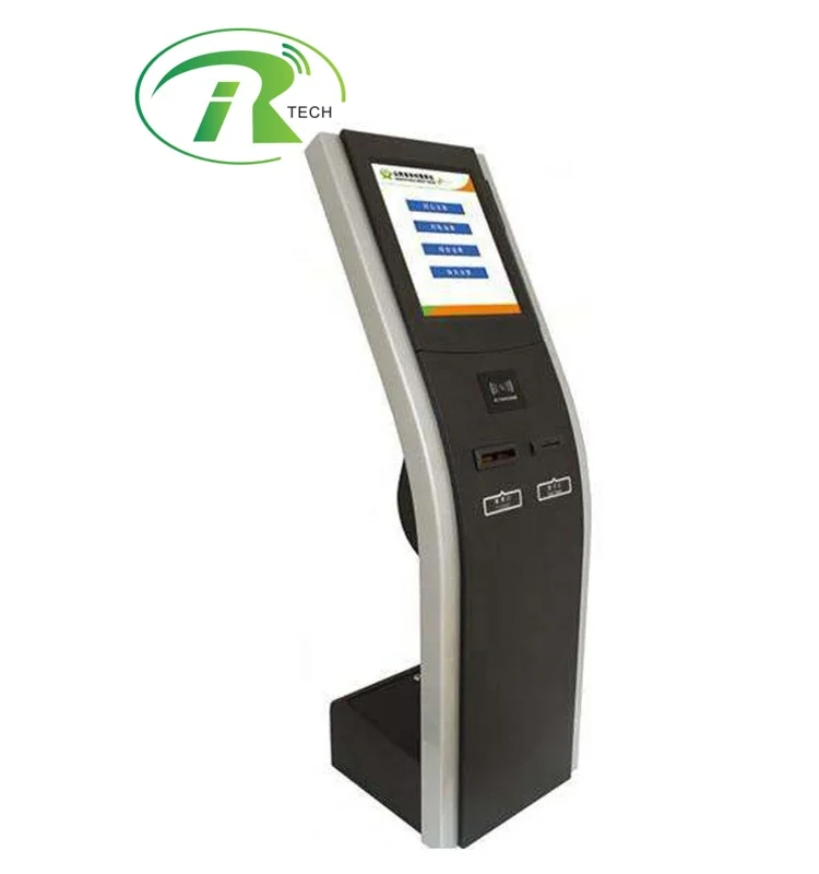China manufacturer IRTECH touch screen queue management system ticket dispenser kiosk with LED display