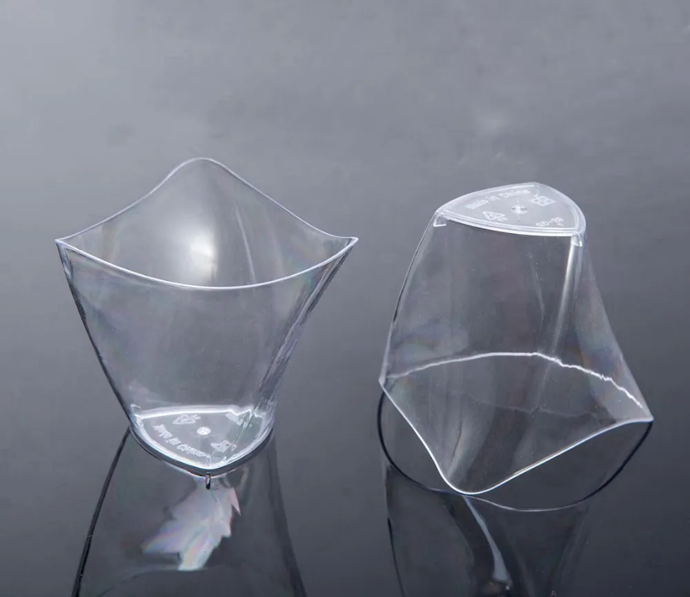 Biodegradable disposable transparent ps ice cream  square mousse plastic dessert cups