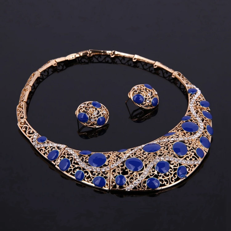 Fashion Luxury 4 Piece Dubai Gold Plated African Jewelry Set Wholesale Arabic Bridal Wedding Costume Jewelry Sets