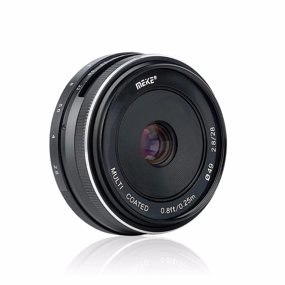 Meike 28mm f2.8 fixed manual focus lens work with EF-M mount Mirrorless Cameras