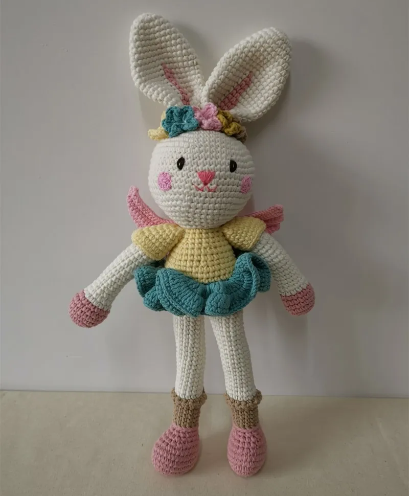 2019 Amazon Top Selling 100% Handmade Crochet Bunny Toys Baby Crochet Amigurumi Accompany Gifts Toy in 40cm Height HB-007