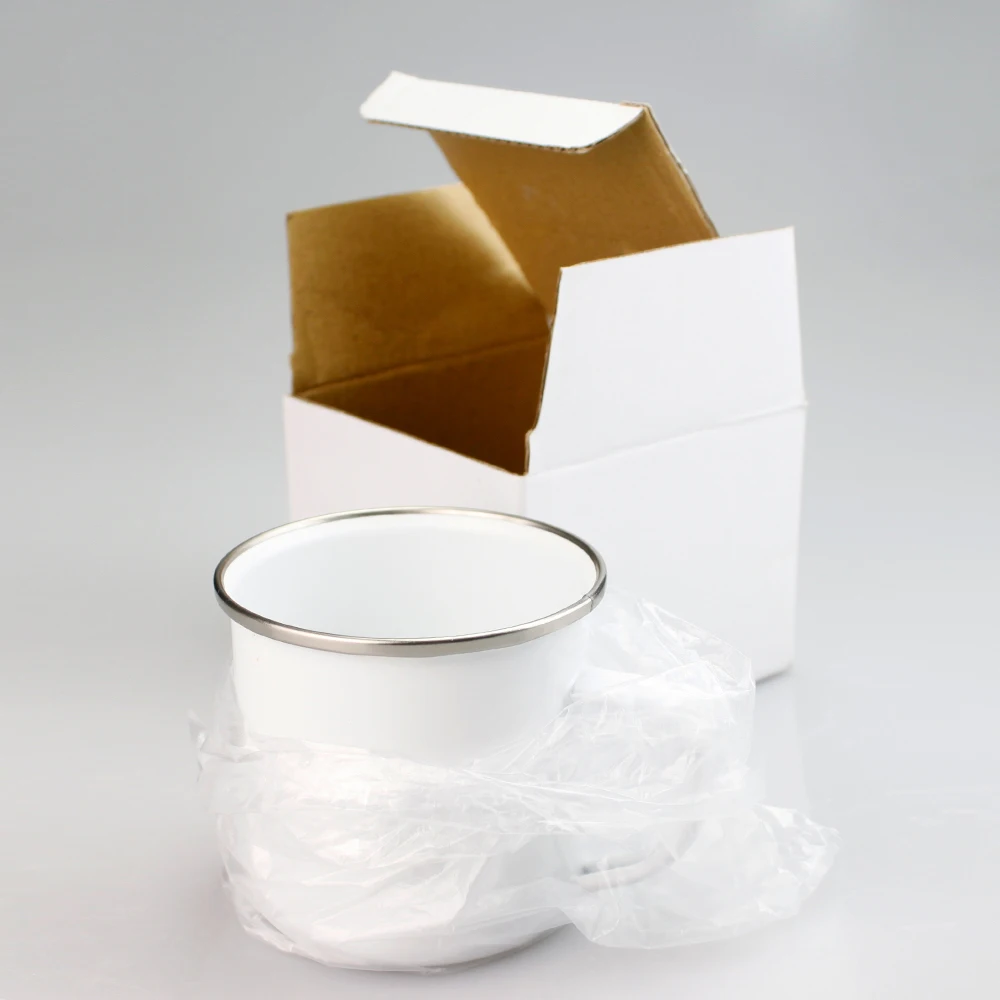 Белая керамическая Заказная сублимационная пустая эмалированная металлическая походная кружка