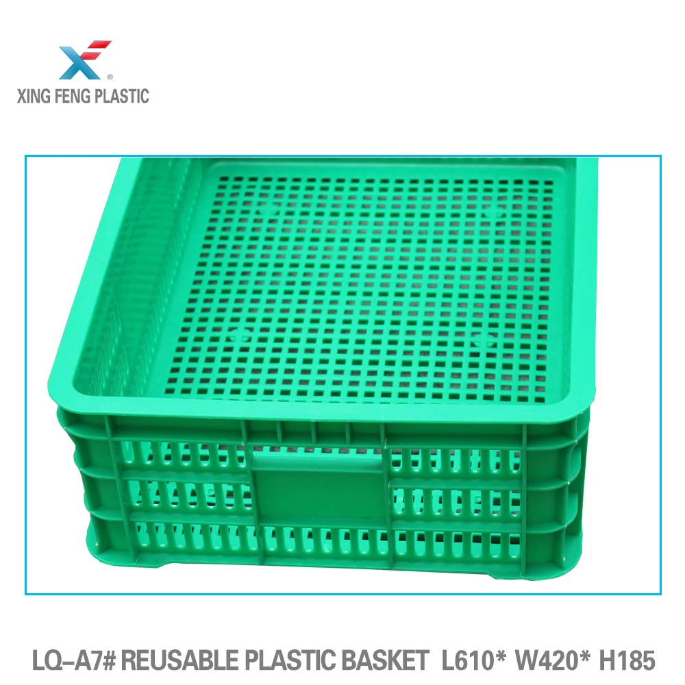 Empty fruit plastic shopping basket used crates for sale 610*420*185mm