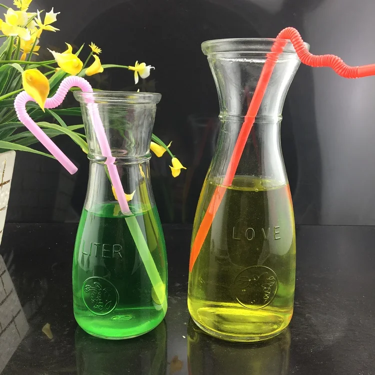 Empty Glass Drink Juice Bottle 350Ml 500Ml Beverage Drinking Water Bottles With Rope Gift Cups