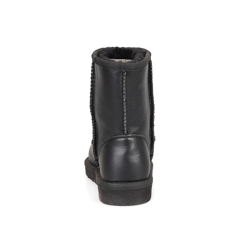 Boys gender water proof cow leather wool felt kids fur boots for girls