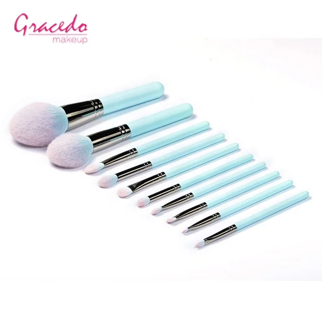 10 pieces professional Chinese style fully functional makeup brushes set with our new patented nano hair and custom logo