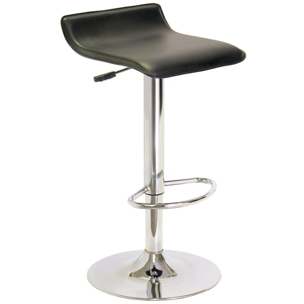 
Black Faux Leather Chrome Adjustable Swivel Bar Stool 