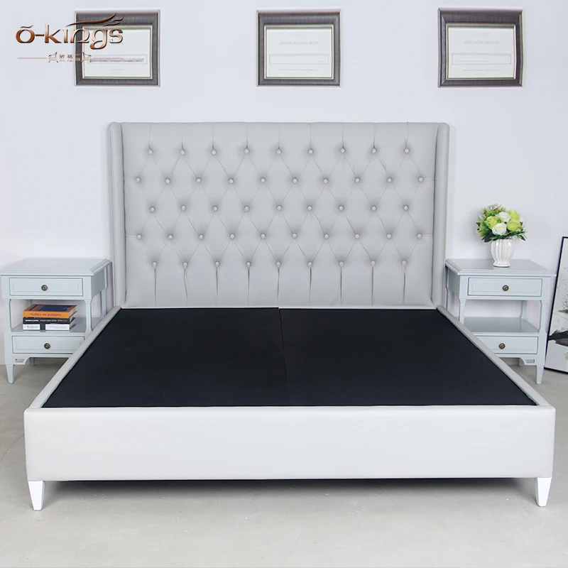 Home decor bed with tufted headboards,hotel bed frame in China OKS-0596