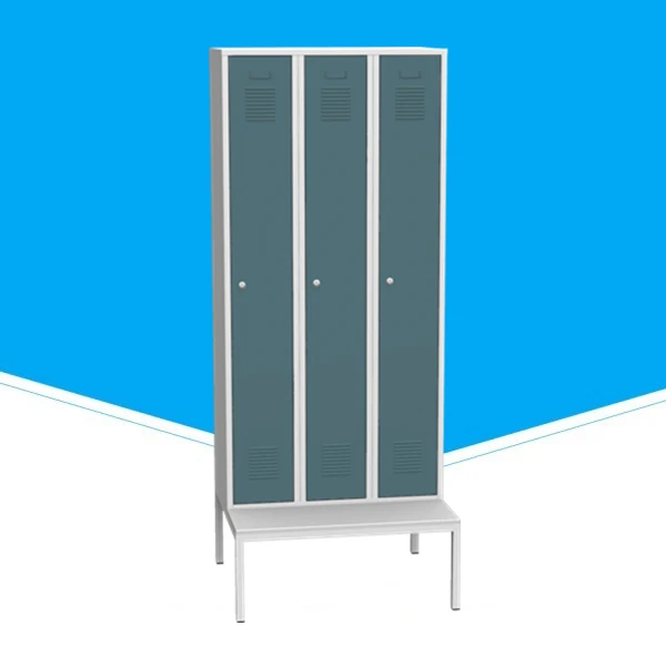 3 Door Gym Locker Room Furniture Steel Gym Locker With Bench