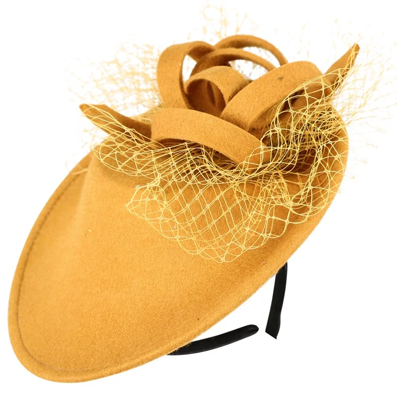 Women Orange Flower Derby Church Ladies Weddings Party Cocktail  Pillbox Hat 100% Wool Felt Fedora Fascinator Hats