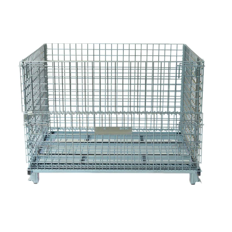 High quality galvanized collapsible metal wire mesh cage pallet bin box