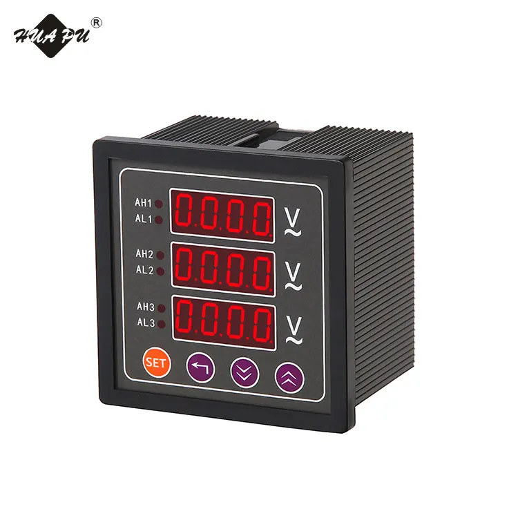 three phase row led mini digital multi voltmeter