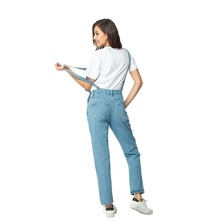 2022 High Quality Summer Dress  Blue Wash Womens Jumpsuit Ladies Denim Jeans Full Length Overall Jumpsuit