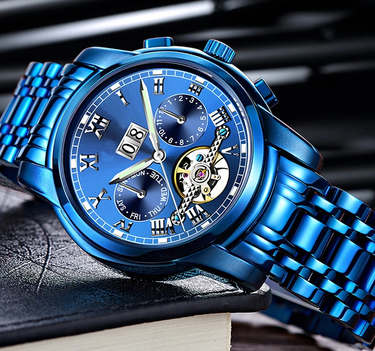 Высококачественные многофункциональные автоматические механические мужские часы 5atm водонепроницаемые с собственным логотипом клиента