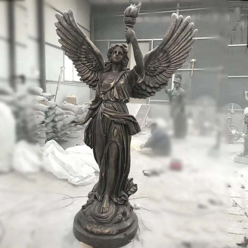 outdoor large fiberglass angel sculpture of the goddess  light