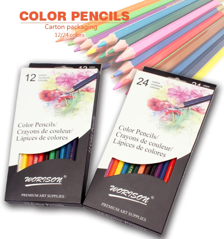 12/24Colors Wood Colored Pencils Lapis De Cor Artist Painting Oil Color Pencil For School Drawing Sketch Art Supplies