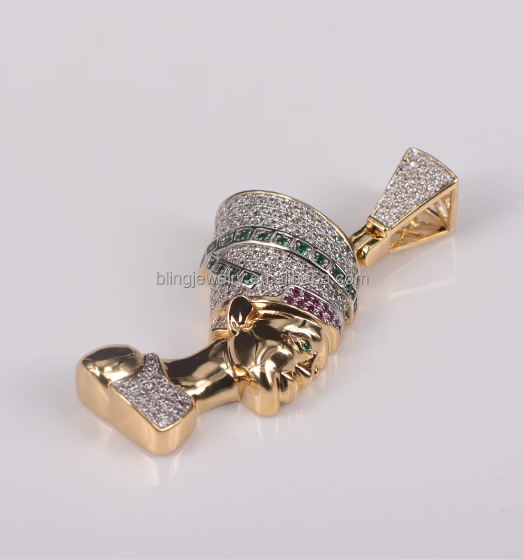 
Lab Diamond 925 Silver Egyptian Nefertiti Queen Pendant 