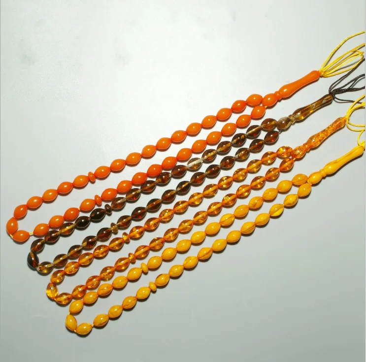 Bodhi Seed Bead Necklace Mala Turkish Buddhist Yellow Bodhi Seed 108 amber beads Mala Necklaces