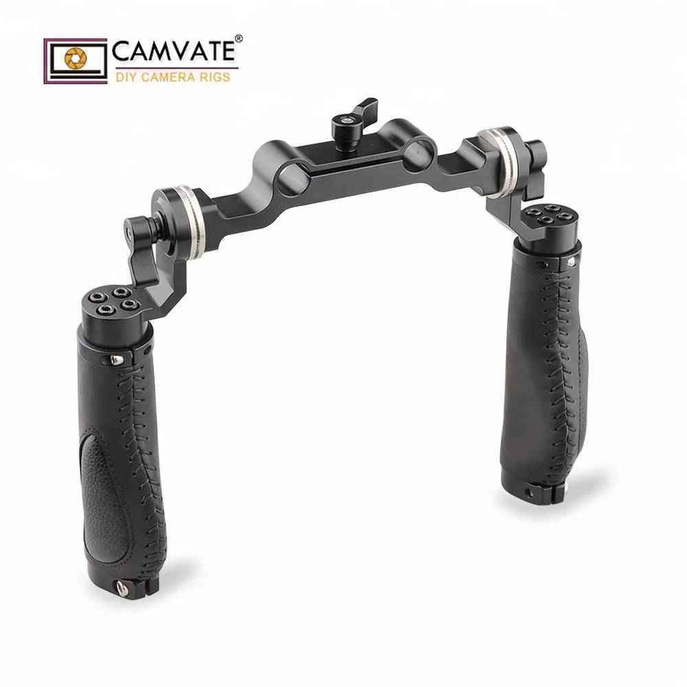 CAMVATE Shoulder Camera Support 15mm Rod Clamp Camera Grip Black Leather Grip for ARRI Sockets DSLR Fotografica Kit