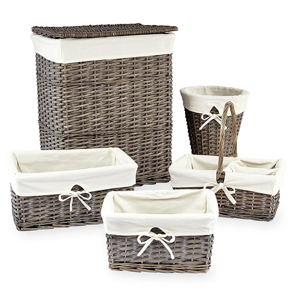 Custom cheap price willow cpllapsible laundry storage basket with lining