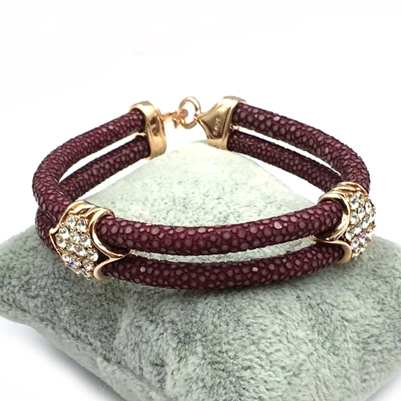 High Quality Luxury Wine Bracelet Stingray Leather, Stingray Leather Bracelet, Stingray Mens Bracelet