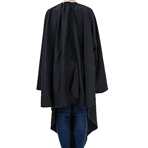Professional Salon Client Hair Cutting Cape Gown, Barber Haircut Cape with Sleeves - Black