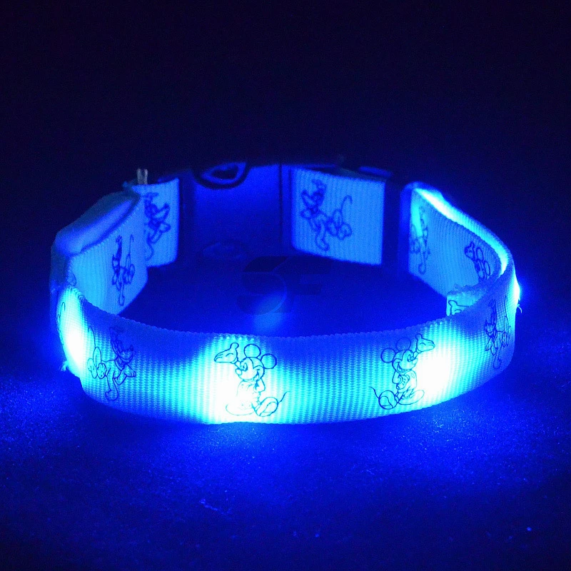 Nylon LED Pet Dog Collar,Night Safety Flashing Glow In The Dark Dog Leash,Dogs Luminous Fluorescent Collars Pet Supplies