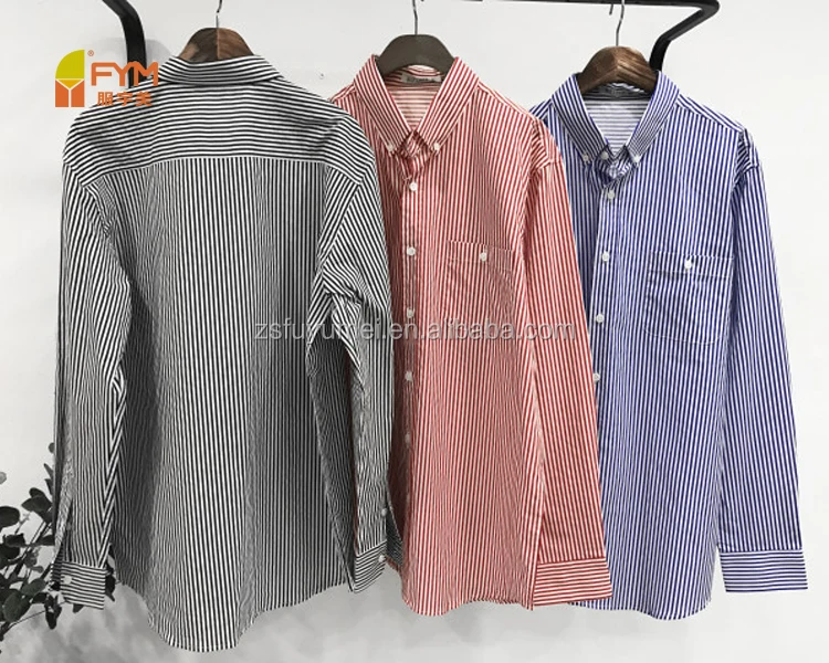 
cheap price 100% cotton stripes long sleeve thick shirt for men 