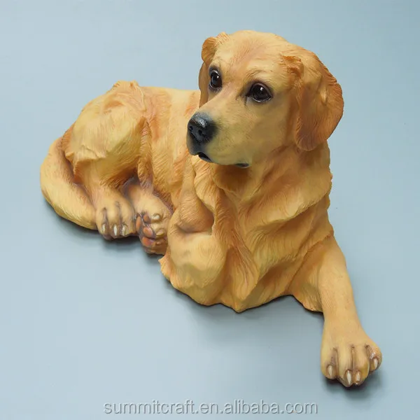 Custom resin lifelike small dog sculpture  3D dog figurine golden retriever statue