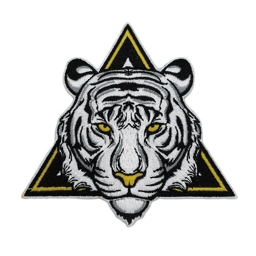 Factory outlet tiger embroidery Woven patch
