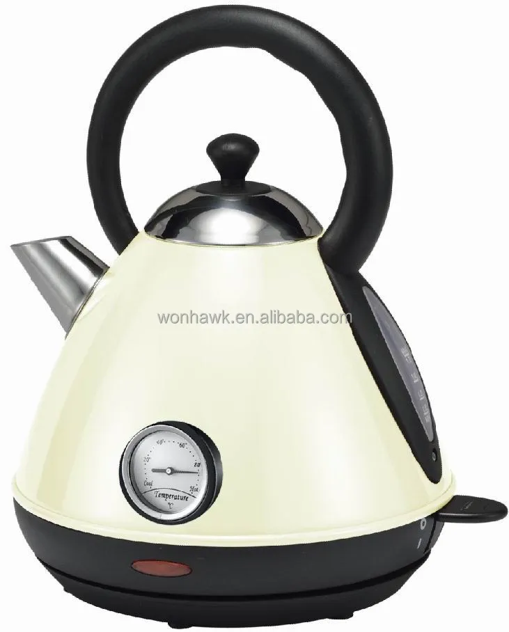 Беспроводной электрический чайник в виде пирамиды из нержавеющей стали с термометром